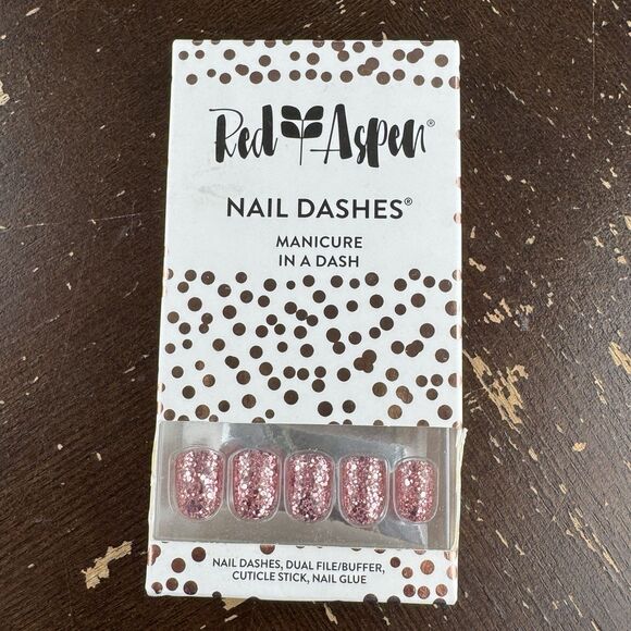 Red Aspen Other - Red Aspen Press On Nails If The Tiara Fits Short Square Rose Gold Glitter